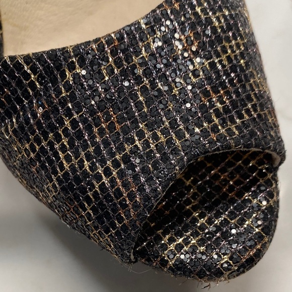 Michael Kors Leopard Textured Platform Heels Black Gold Size 7 - Picture 8 of 11